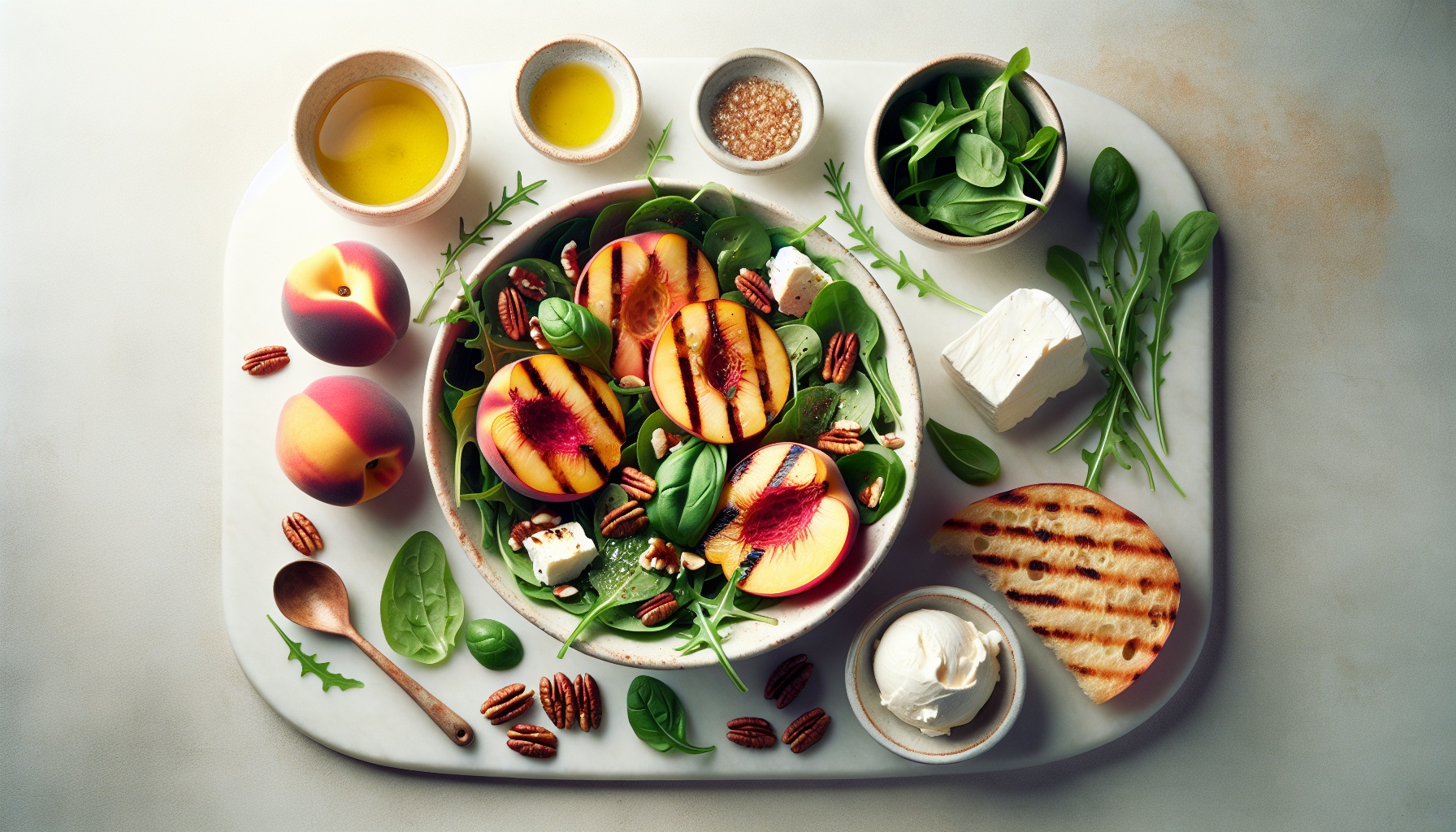 Grilled Peach and Burrata Salad with Honey Basil Vinaigrette Recipe