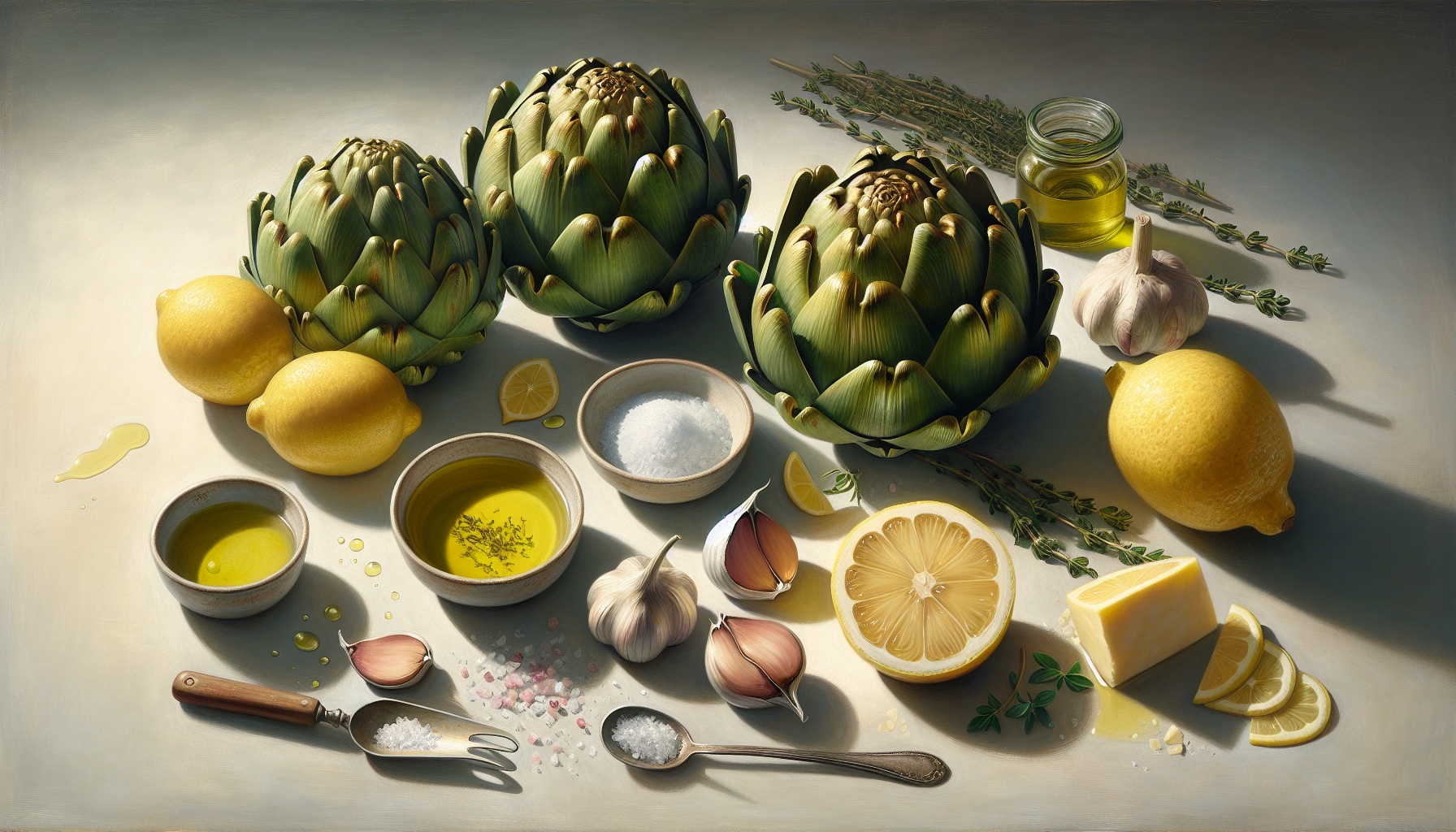 Butter Roasted Artichokes with Lemon Thyme Drizzle and Crispy Garlic Chips Recipe