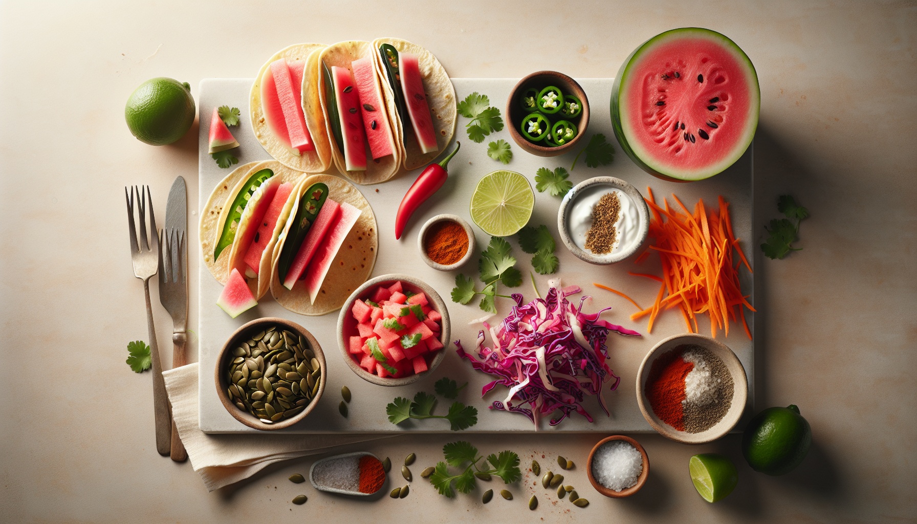 Zesty Watermelon Radish Tacos with Cilantro Lime Yogurt and Crunchy Pepitas Recipe