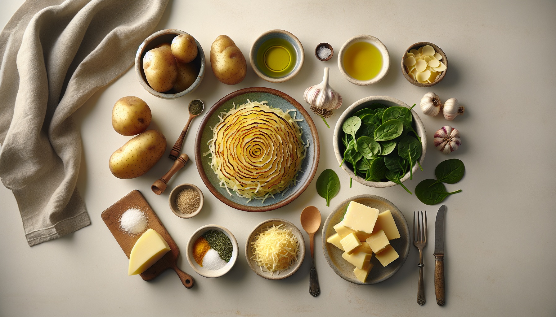 Crispy Potato Nests with Creamy Spinach and Roasted Garlic Recipe