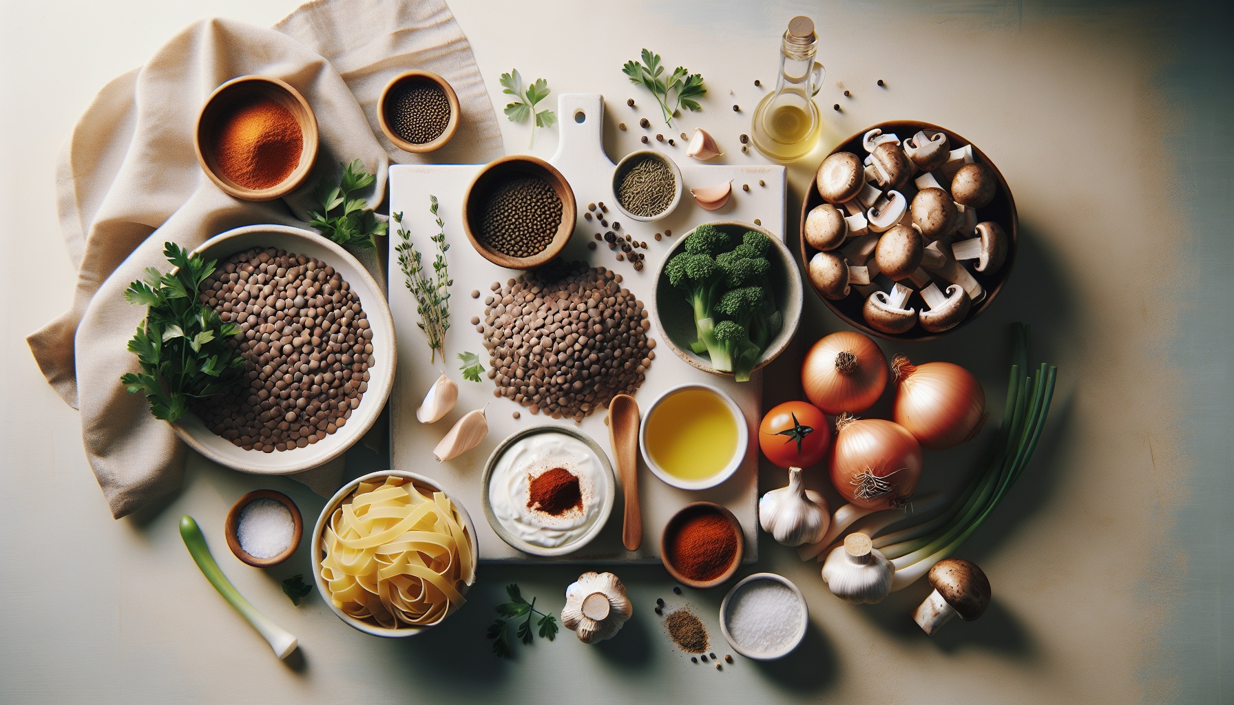 Hearty Lentil Mushroom Stroganoff with Fresh Parsley and Paprika Recipe