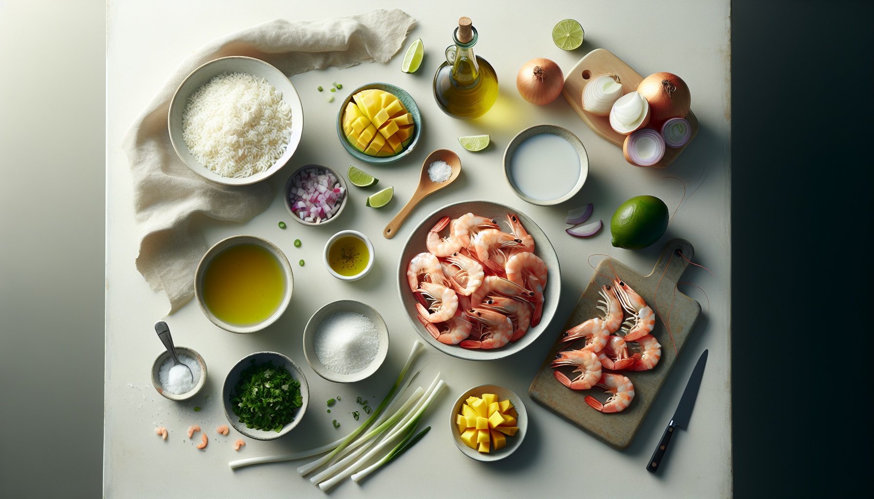 Coconut Lime Shrimp Bowls with Ginger Scallion Rice and Mango Salsa Recipe