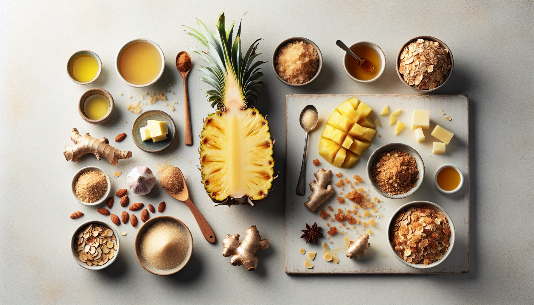 Caramelized Pineapple and Ginger Sorbet with Toasted Almond Crumble Recipe