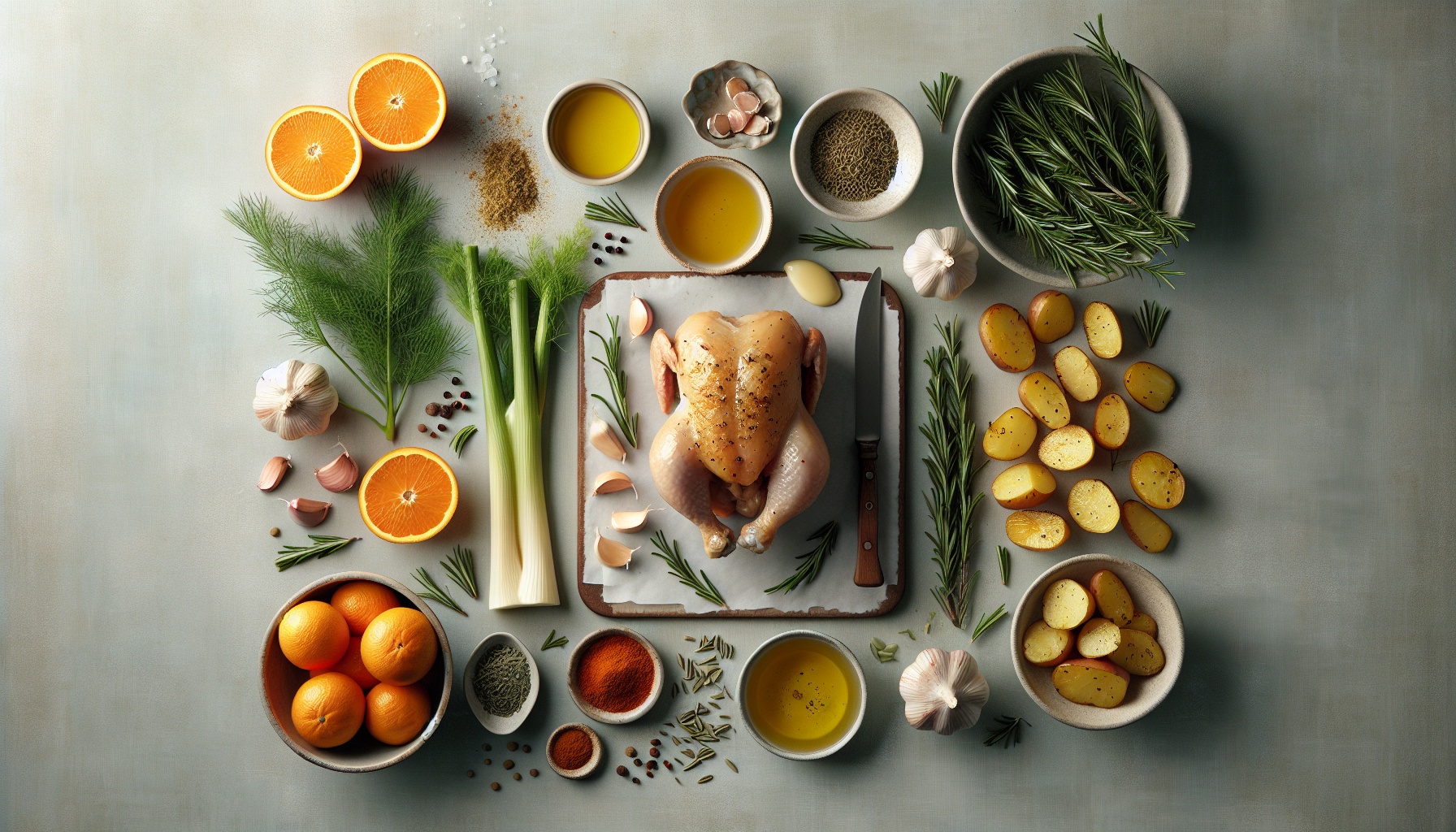 Fennel and Orange Glazed Chicken with Rosemary Roasted Potatoes Recipe