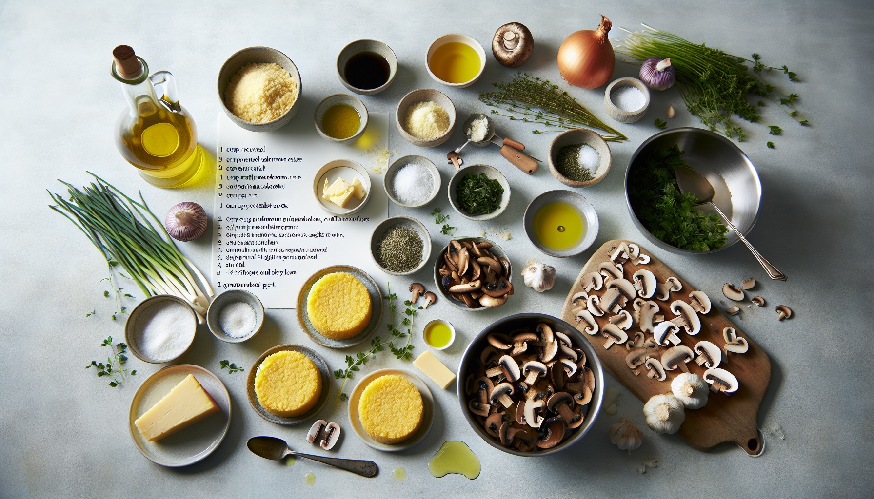 Crispy Polenta Cakes with Wild Mushroom Ragout and Garlic Chive Oil Recipe