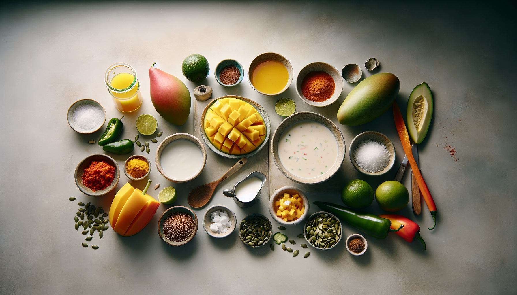 Spicy Mango and Coconut Gazpacho with Lime Pepita Crunch Recipe