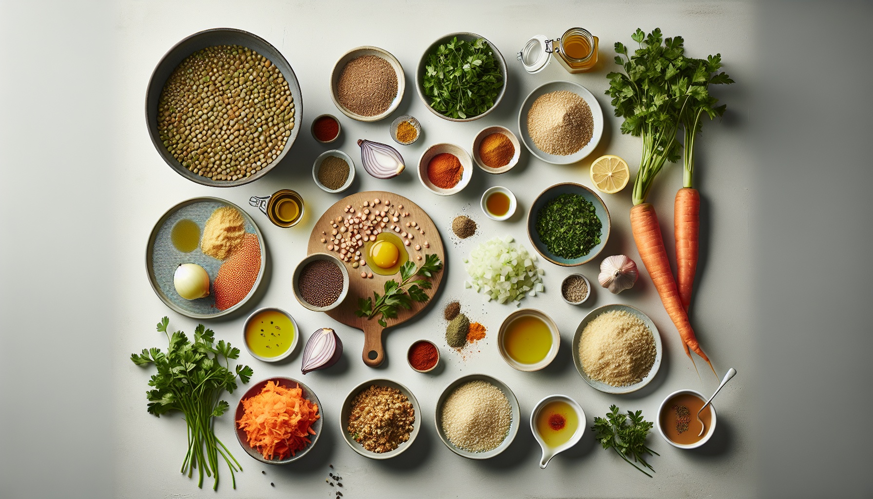 Zesty Green Lentil Croquettes with Carrot Ginger Slaw and Tahini Herb Sauce Recipe