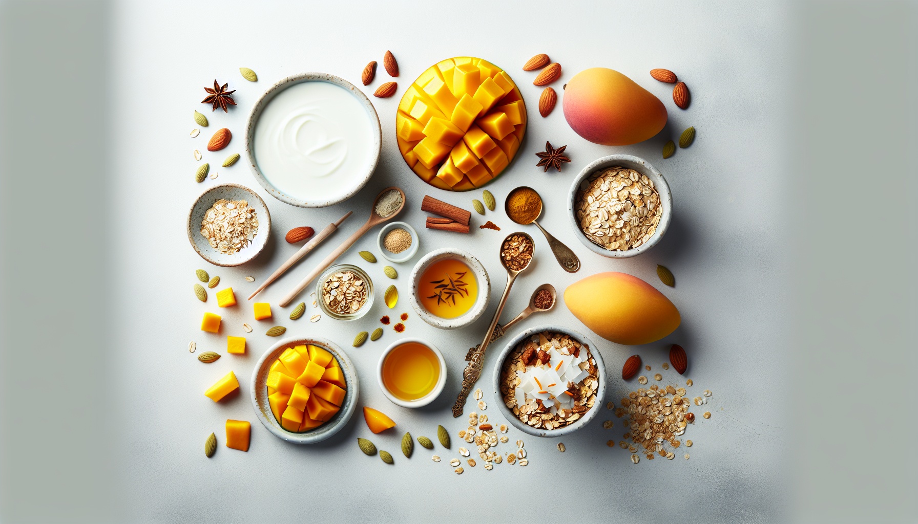 Chilled Mango Saffron Smoothie with Cardamom Granola Clusters Recipe