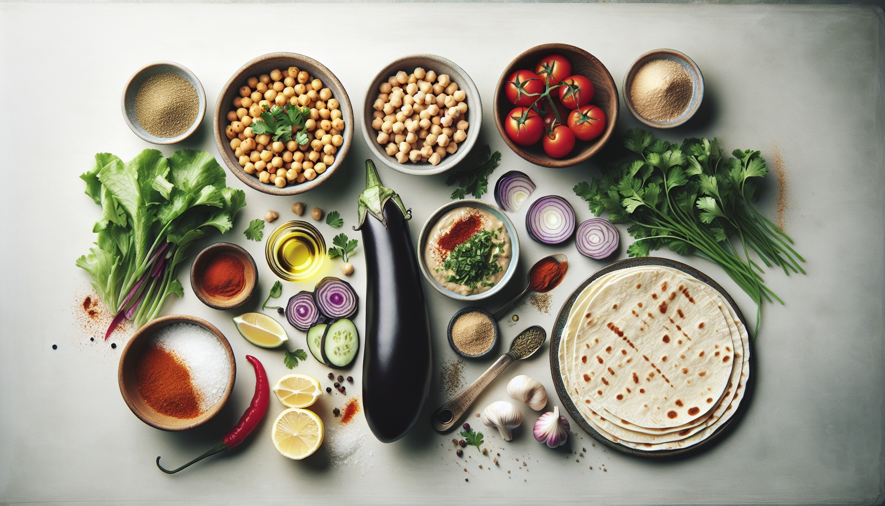 Grilled Eggplant Wraps with Lemon Parsley Chickpea Mash and Spicy Tahini Recipe