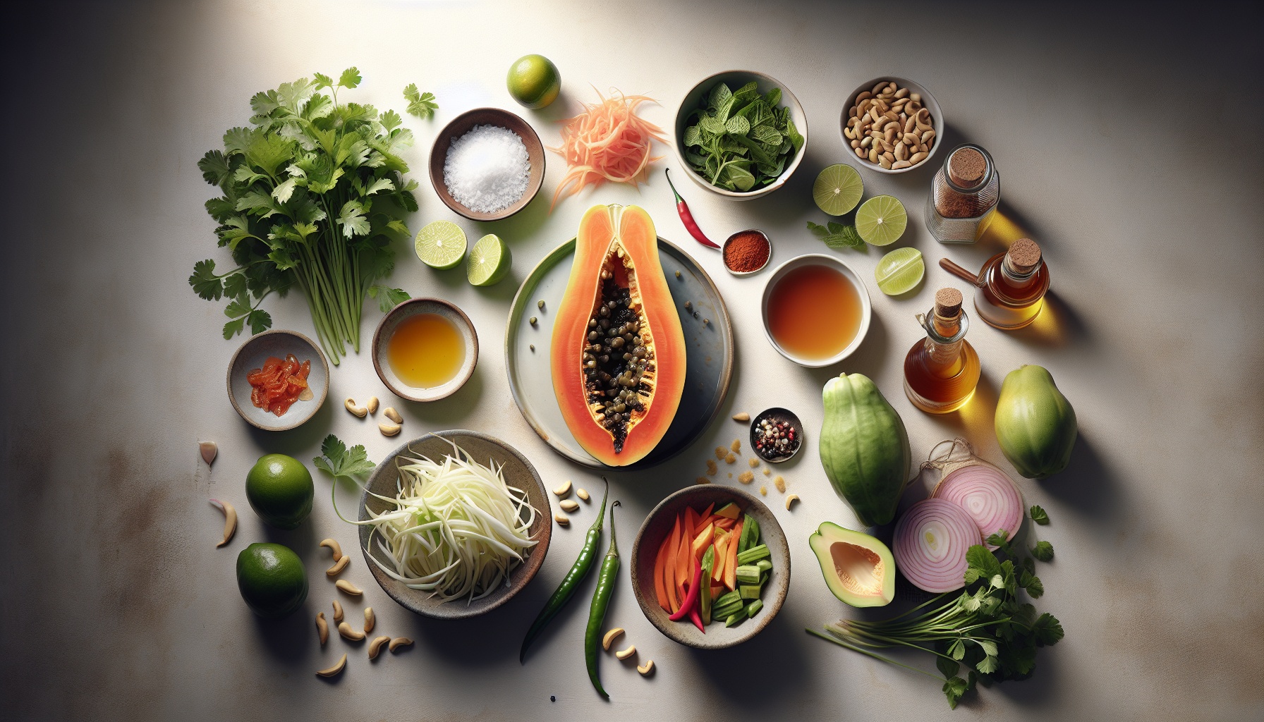 Grilled Papaya Salad with Lime Chili Dressing and Crispy Shallots Recipe