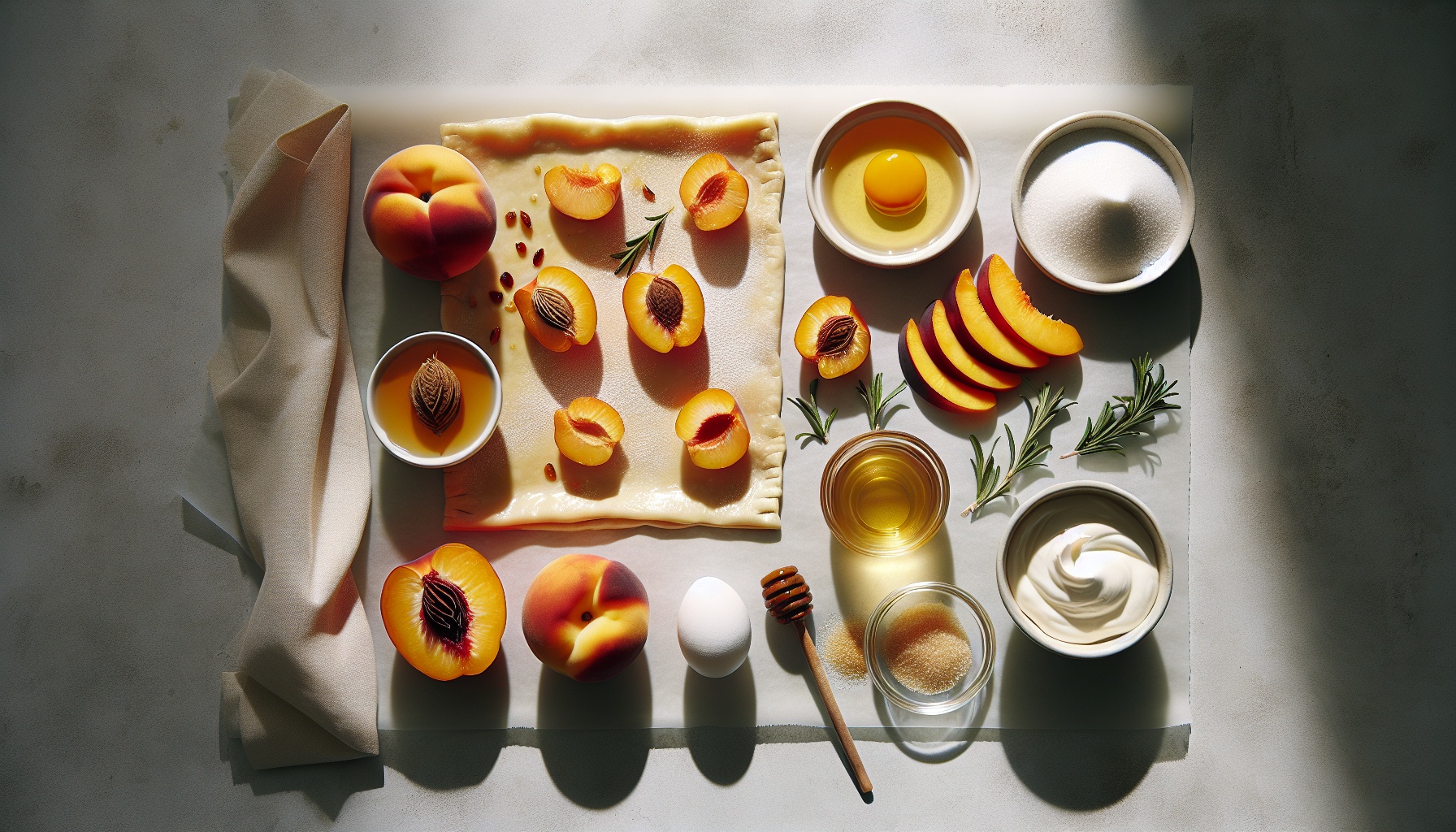 Honey Glazed Nectarine Puff Pastry Tarts with Rosemary Whipped Cream Recipe