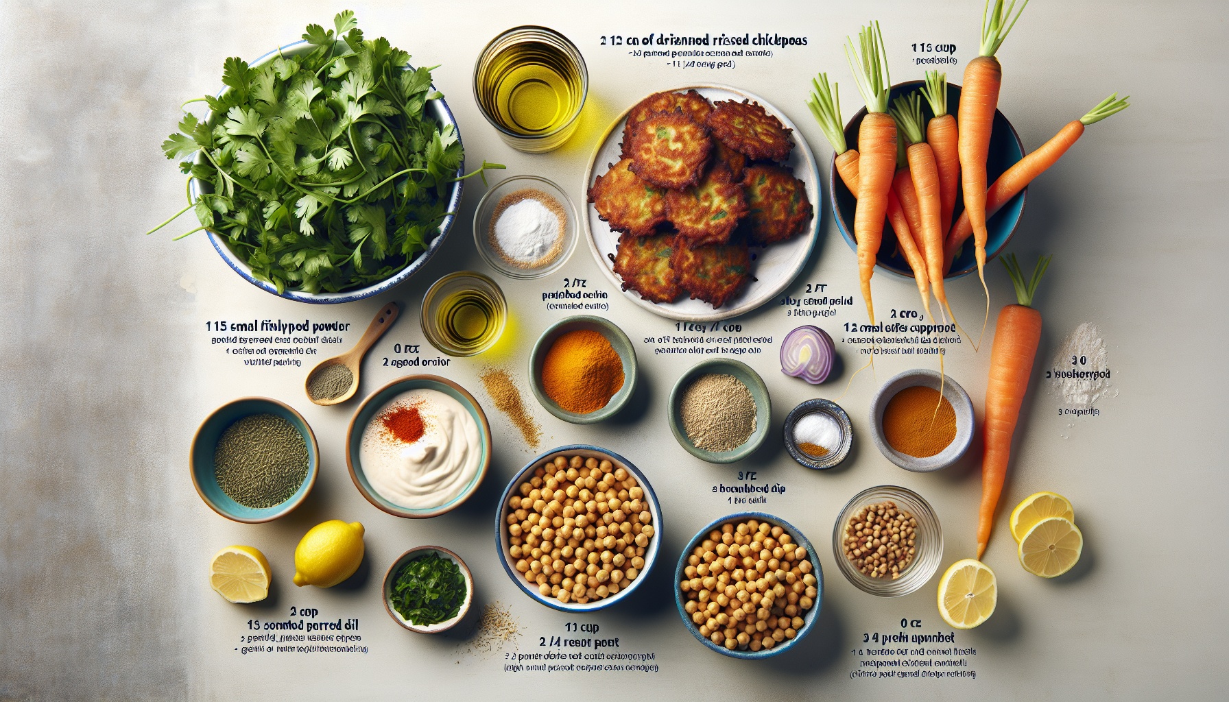 Crispy Chickpea Fritters with Smoky Carrot Dip and Fresh Herb Salad Recipe