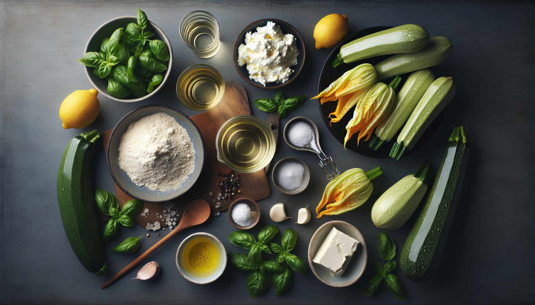 Crispy Zucchini Blossom Fritters with Lemon Basil Ricotta Dip Recipe