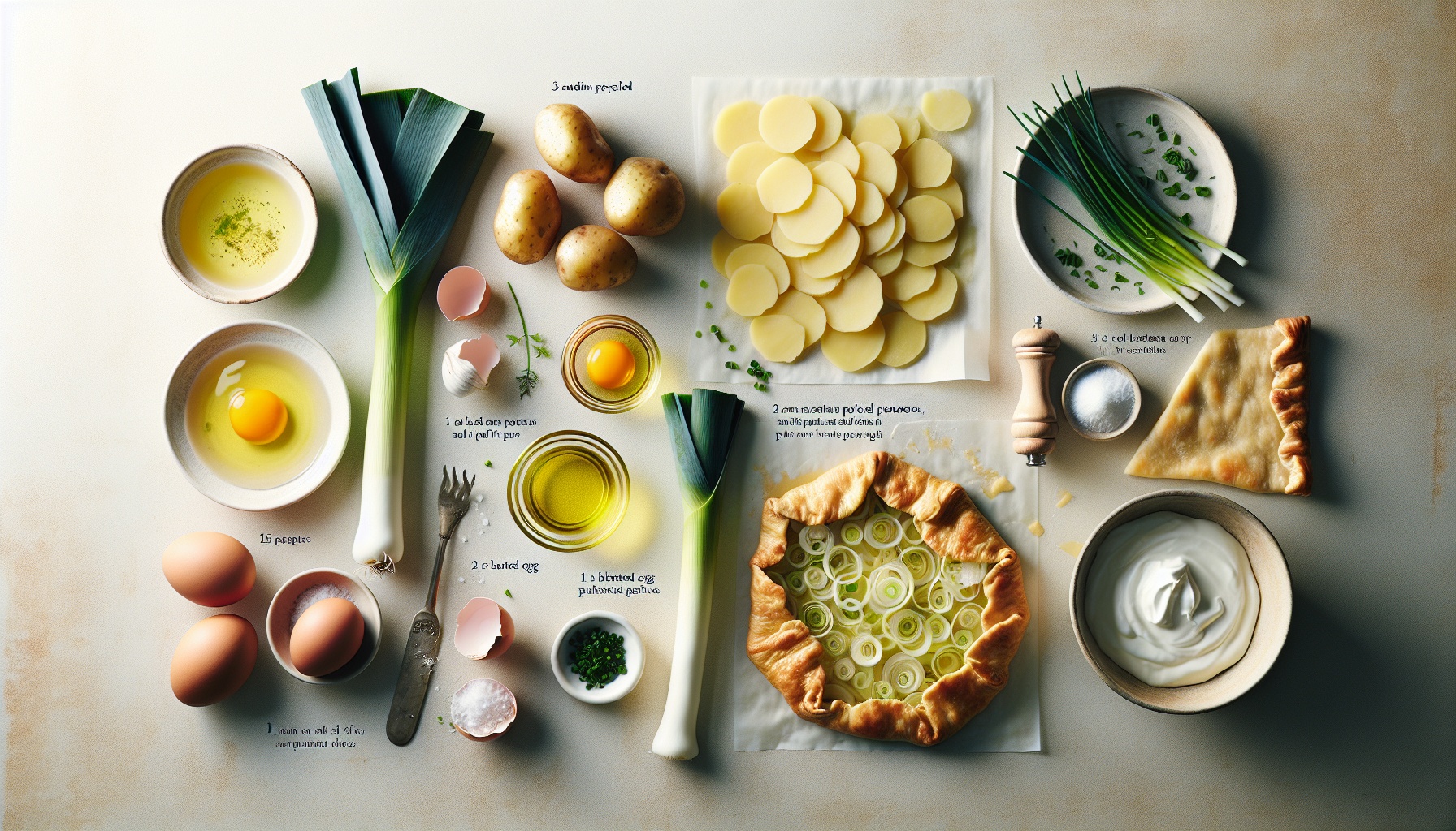 Potato and Leek Galette with Garlic Chive Cream Recipe