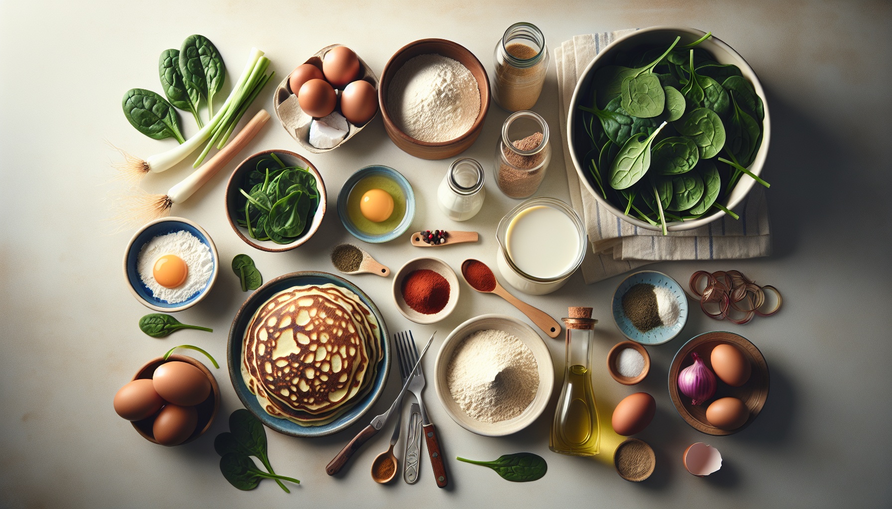 Savory Spinach Pancakes with Smoked Paprika Yogurt and Crispy Shallots Recipe