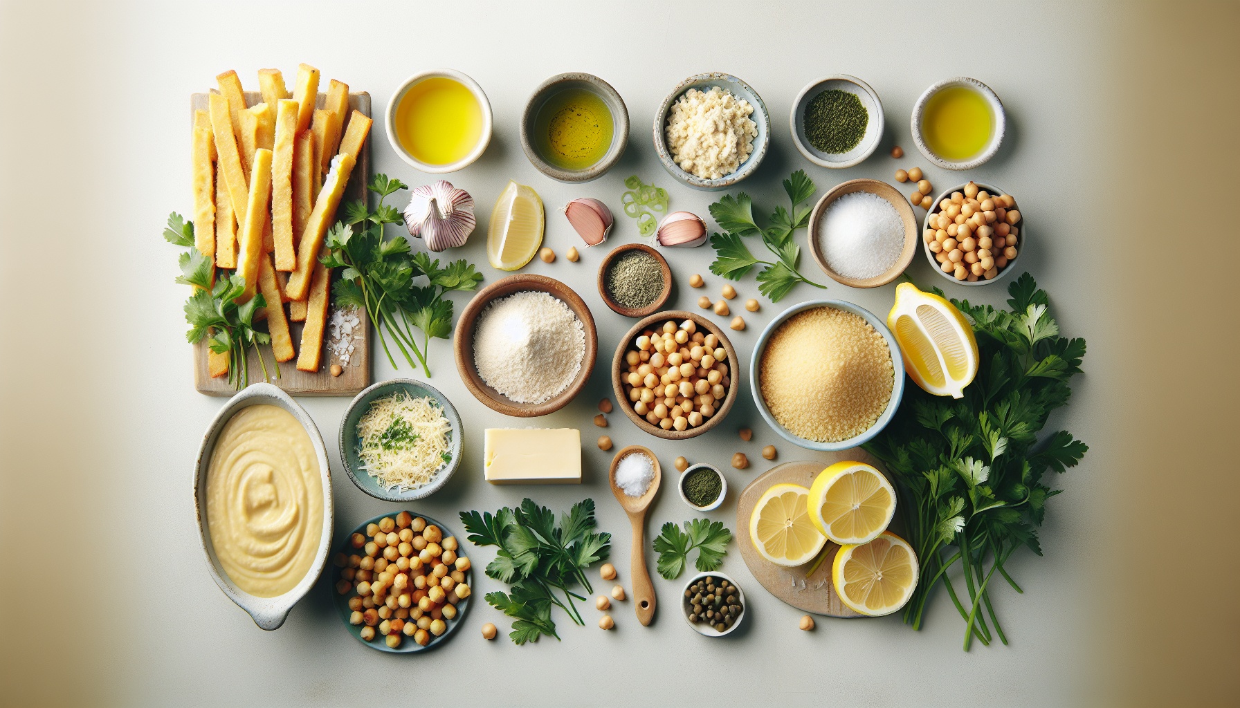 Crispy Polenta Fries with Zesty Lemon Hummus and Herb Salsa Recipe