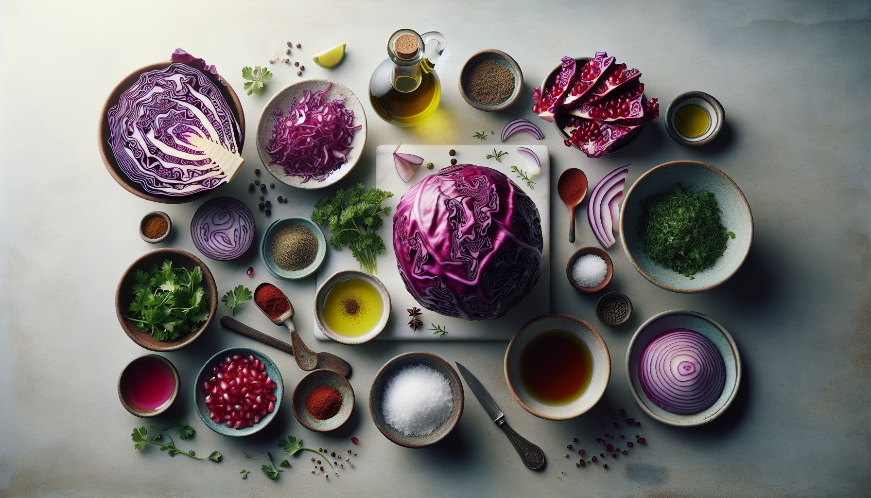 Roasted Red Cabbage Steaks with Tahini Lemon Drizzle and Pomegranate Salsa Recipe
