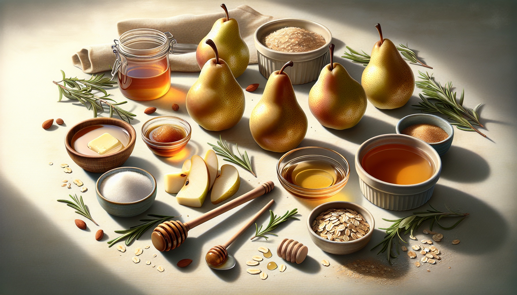 Rosemary Honey Roasted Pears with Vanilla Oat Crumble Recipe
