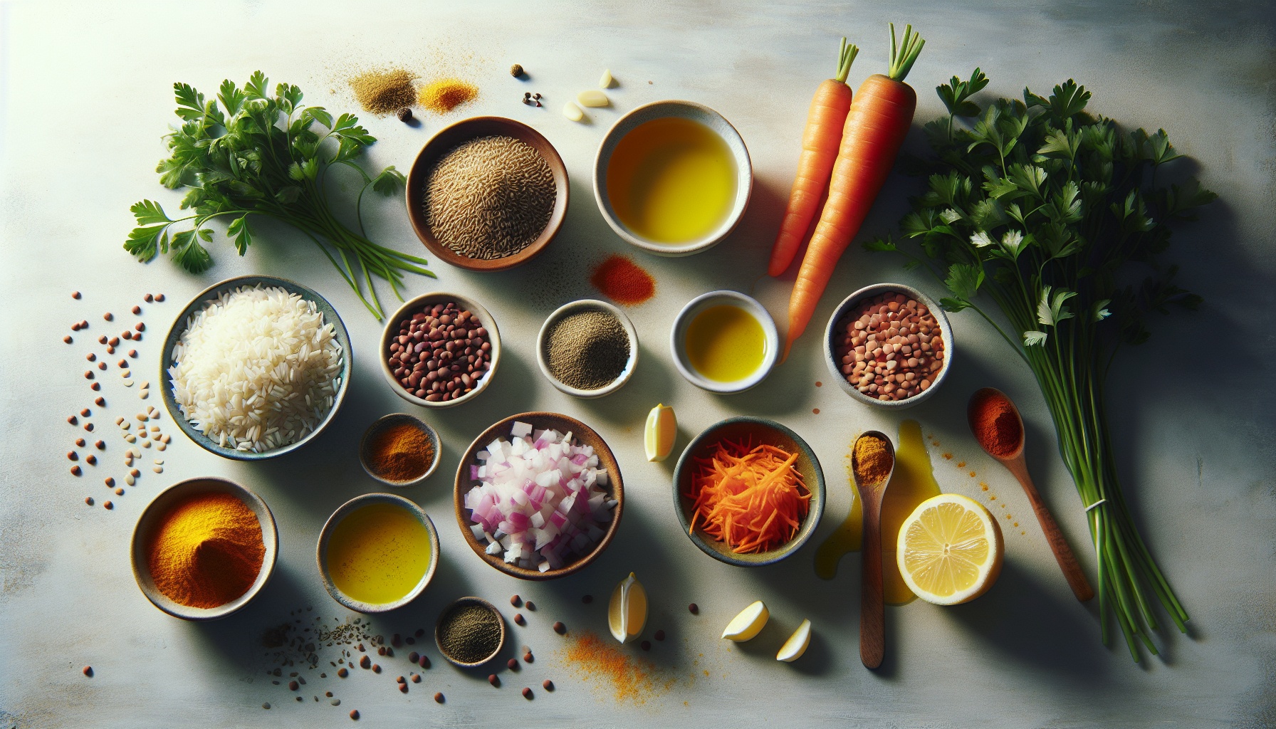 Spiced Carrot and Lentil Pilaf with Lemon Parsley Drizzle Recipe