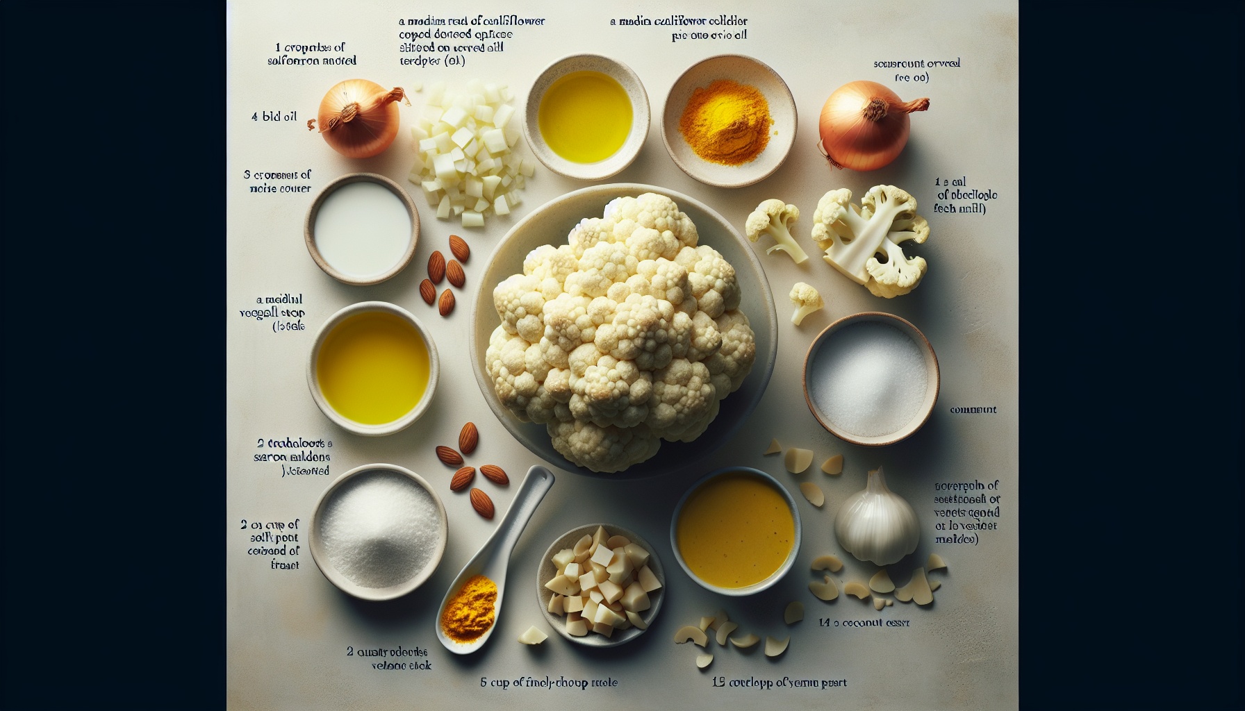 Golden Cauliflower Soup with Saffron and Toasted Almond Gremolata Recipe