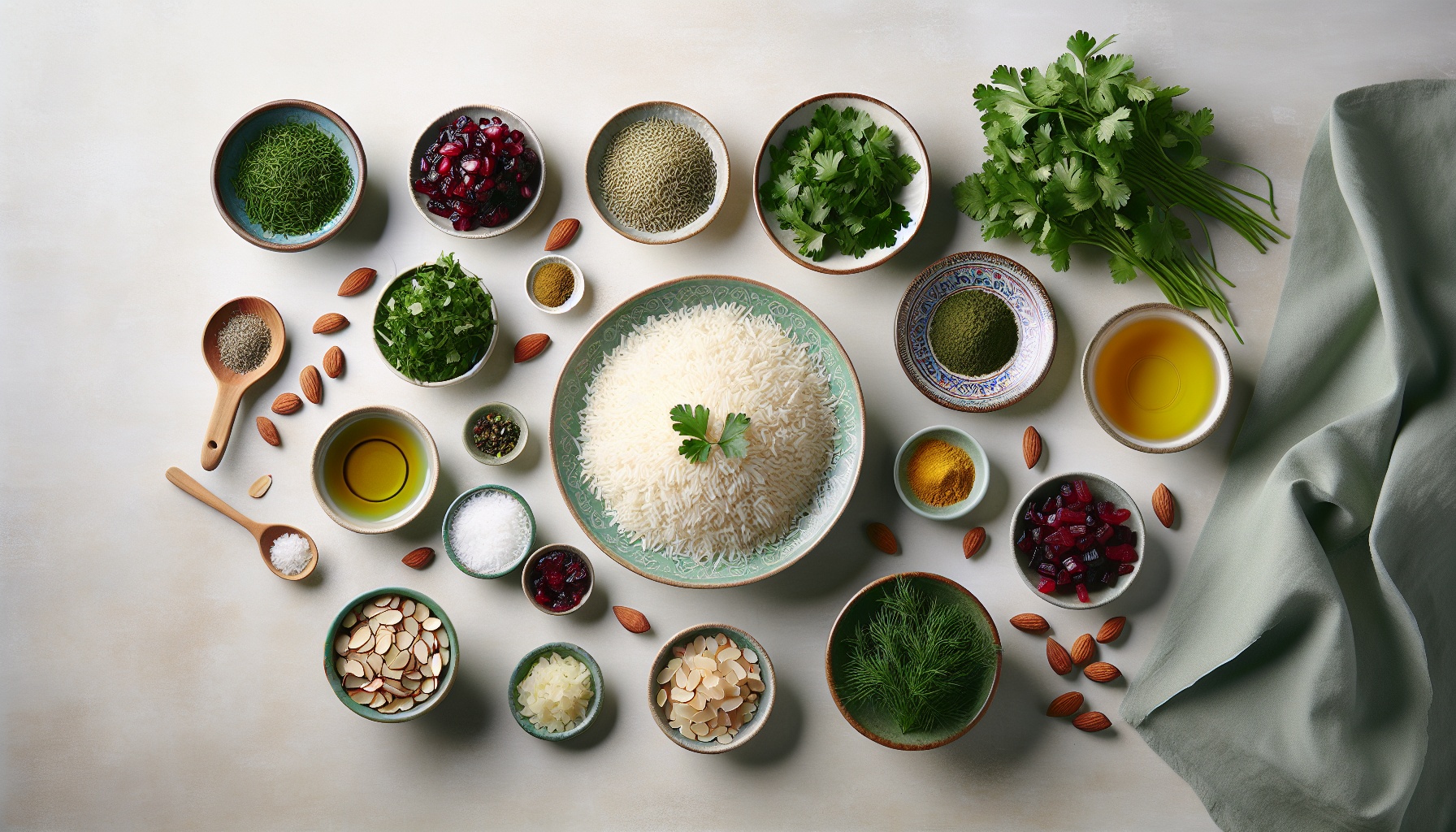 Persian Herb Rice with Pomegranate Glaze and Toasted Almonds Recipe
