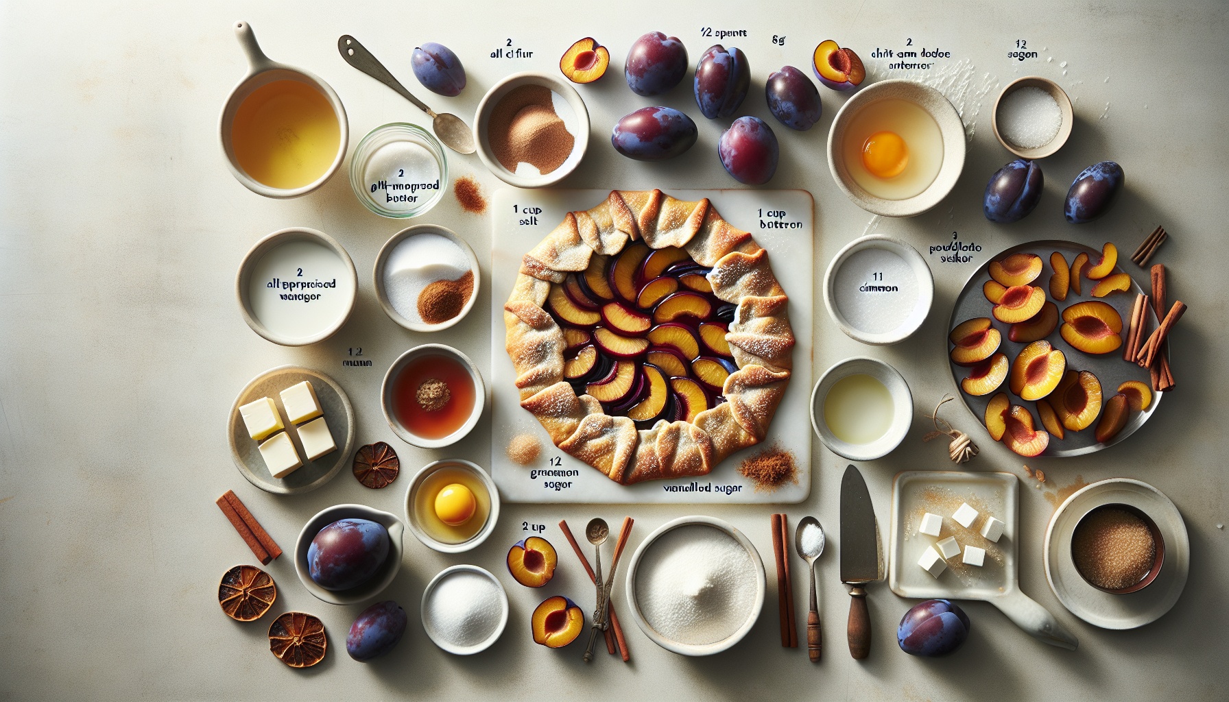 Warm Cinnamon Plum Galette with Vanilla Almond Drizzle Recipe