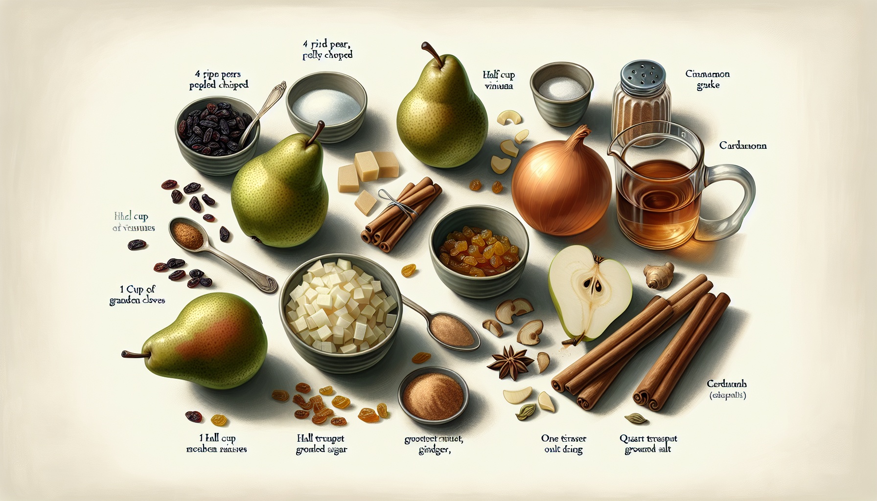 Spiced Pear and Ginger Chutney with Golden Raisins and Warm Spices Recipe