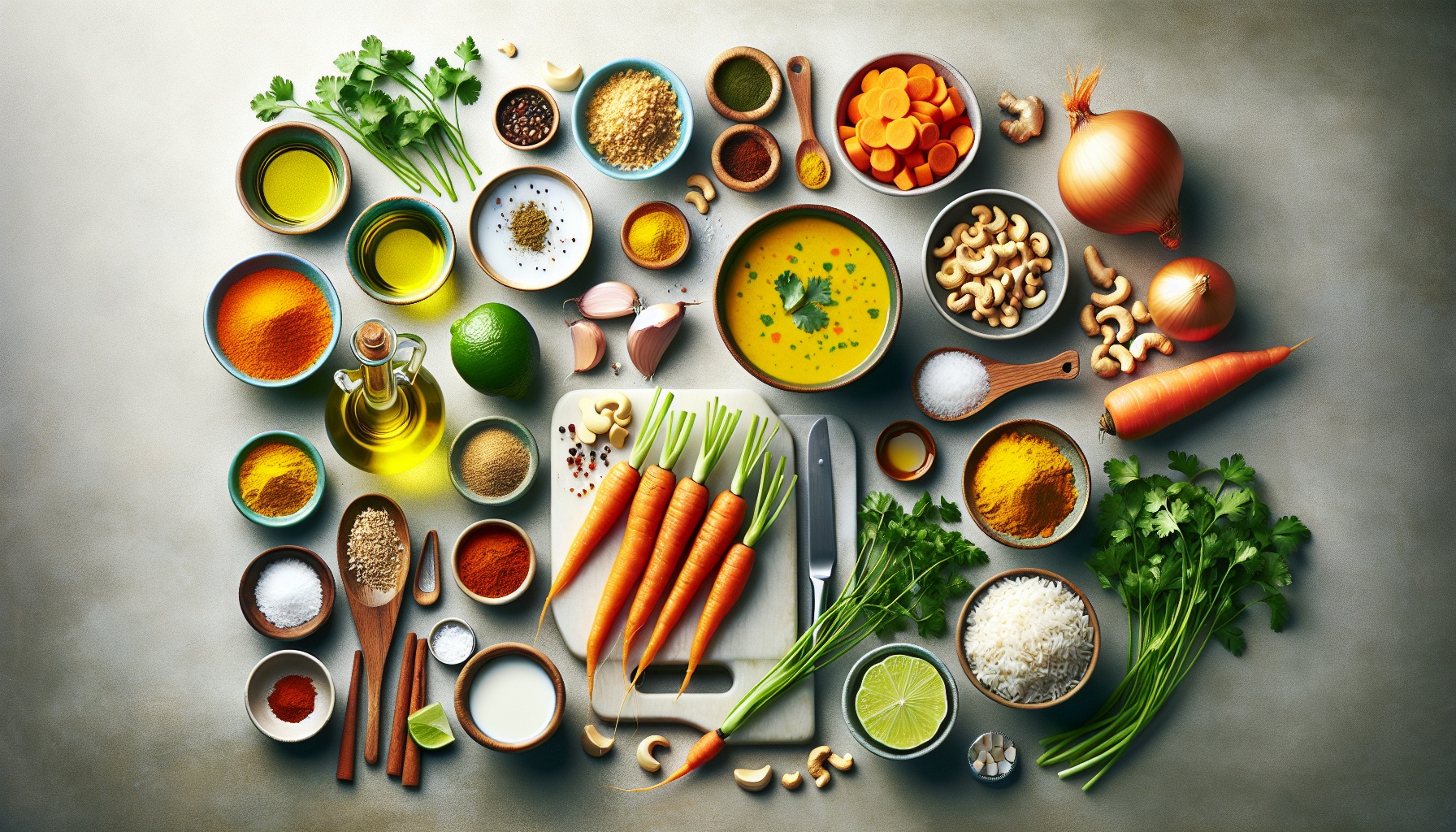 Golden Carrot Curry with Coconut Jasmine Rice and Toasted Cashew Relish Recipe