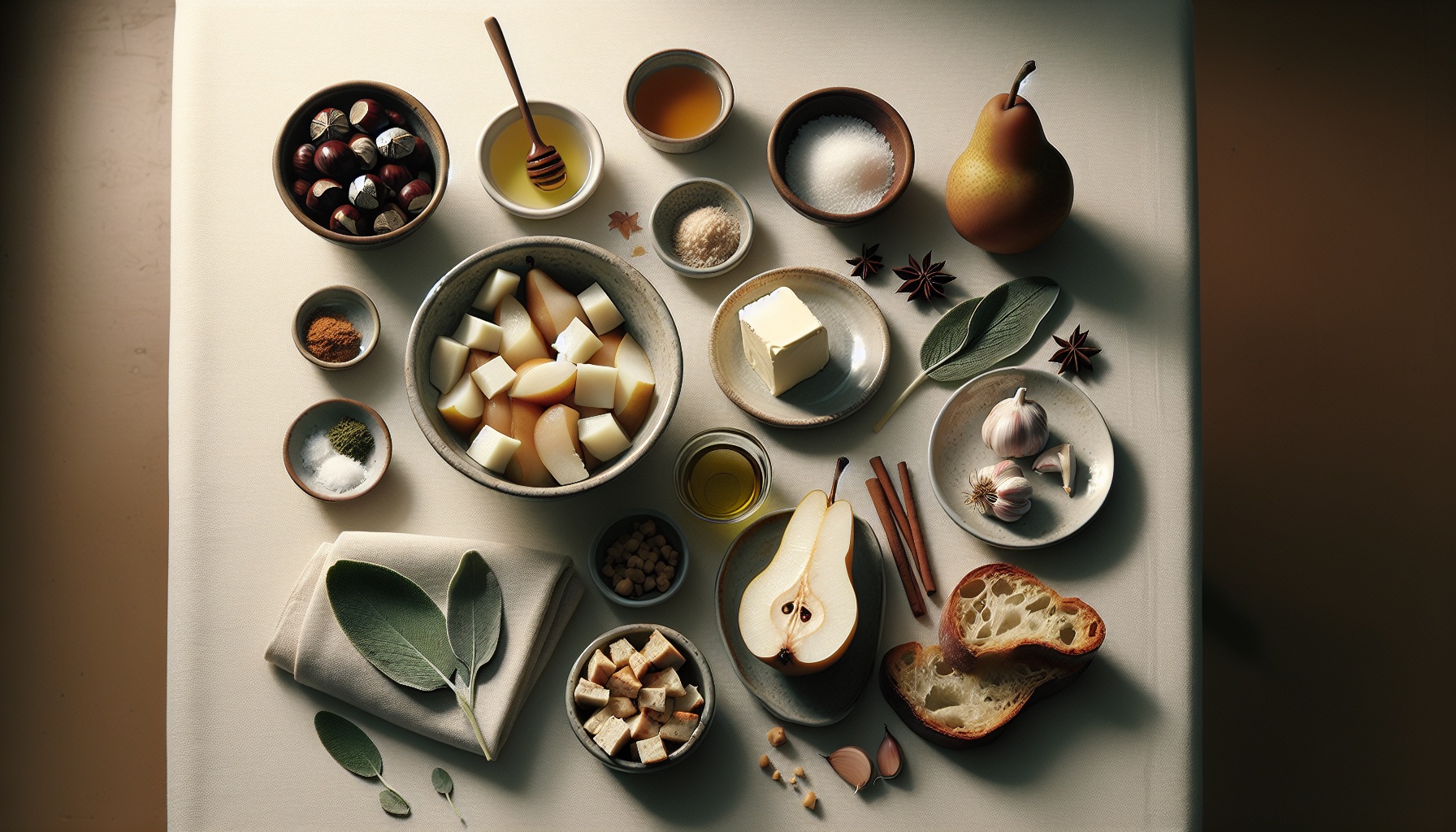 Warm Spiced Pear and Chestnut Soup with Crispy Sage Croutons Recipe