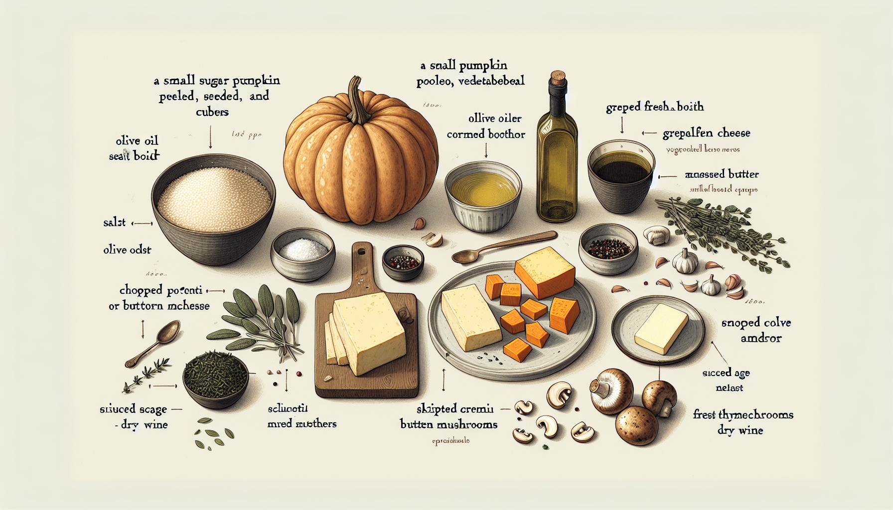 Roasted Pumpkin and Sage Polenta with Garlic Herb Mushroom Ragout Recipe