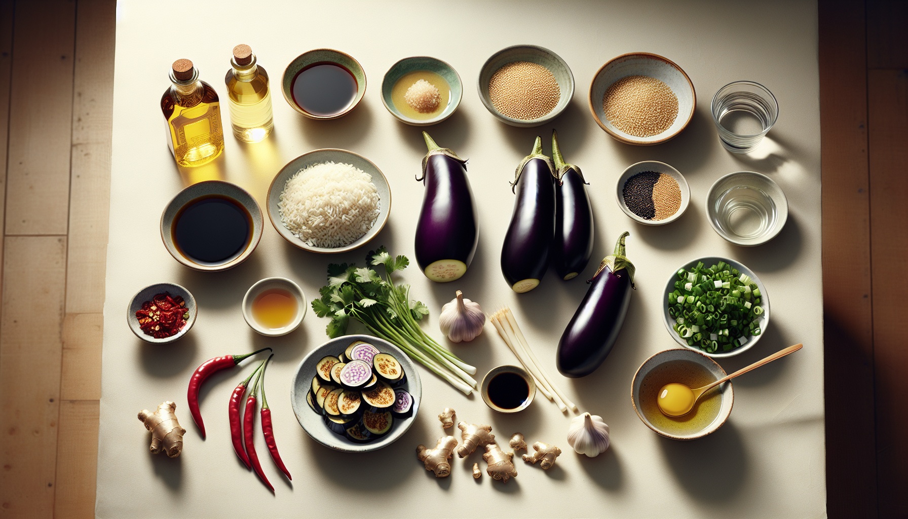 Sesame Roasted Eggplant with Ginger Scallion Rice and Chili Crisp Recipe