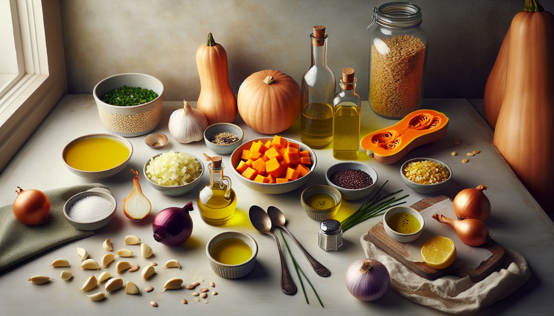 Black Garlic Squash Soup with Toasted Farro and Lemon Chive Oil Recipe