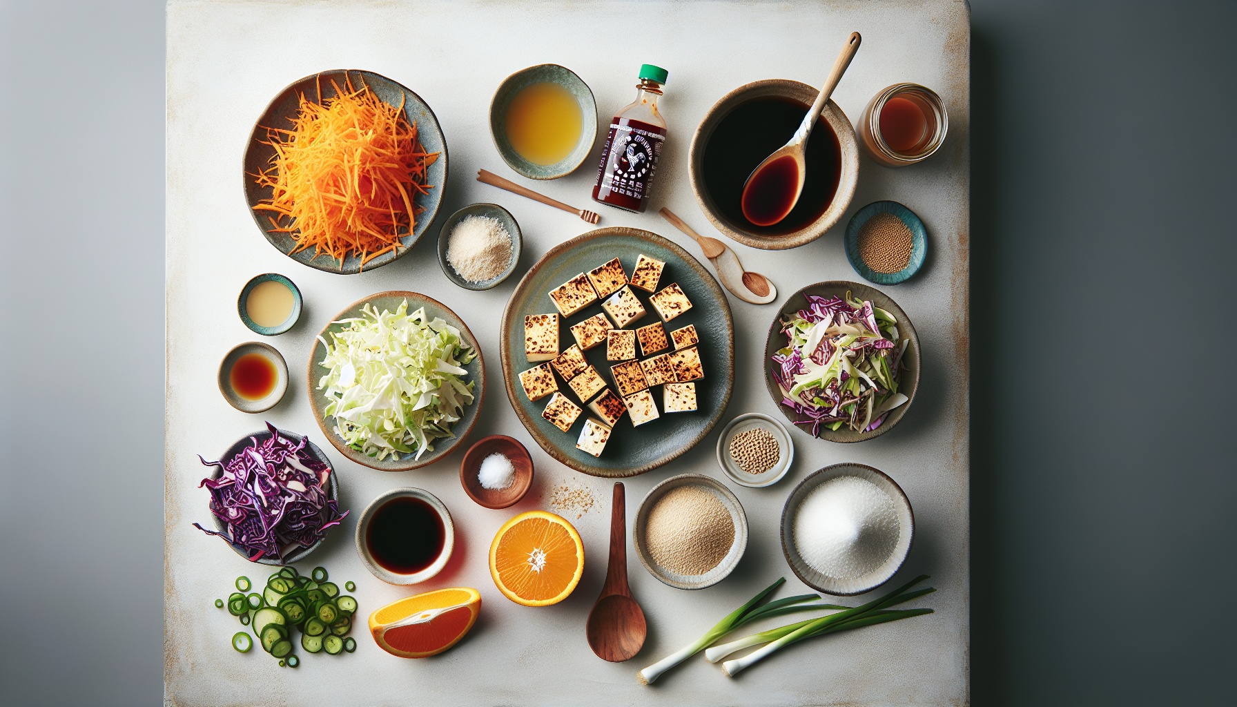 Sweet and Spicy Maple Glazed Tofu with Sesame Orange Slaw Recipe