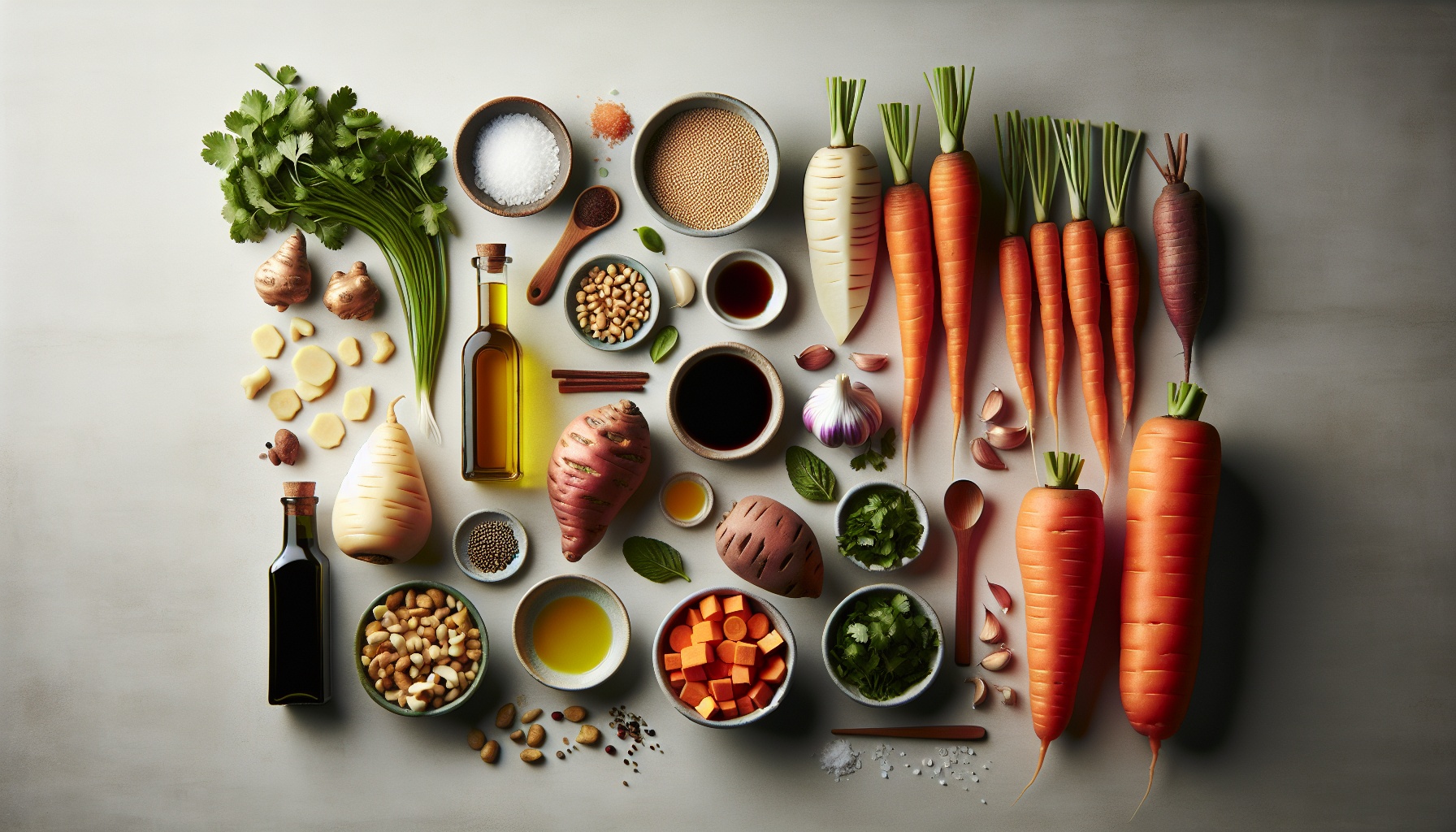 Sticky Tamarind Glazed Root Vegetables with Toasted Sesame and Fresh Herb Salad Recipe