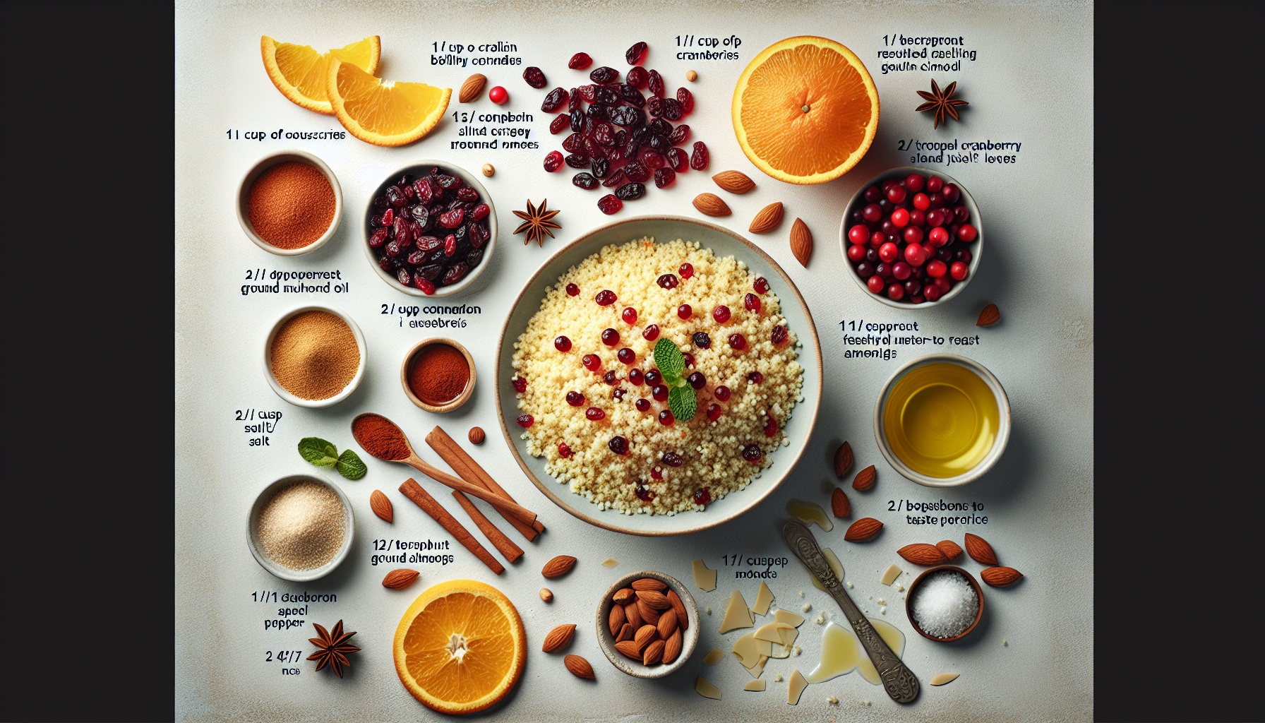 Spiced Cranberry Orange Couscous with Toasted Almonds and Fresh Mint Recipe