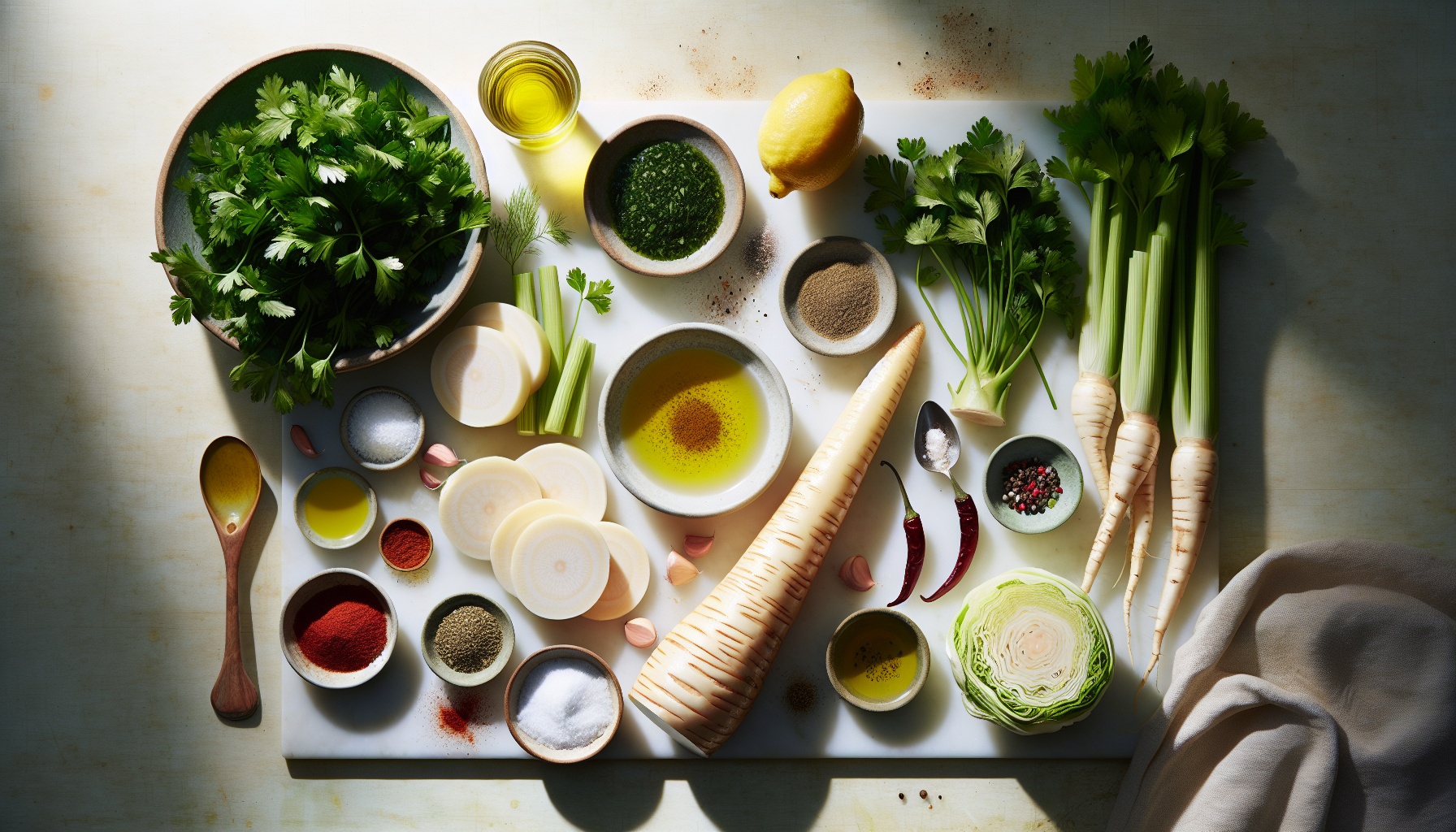 Roasted Celery Root Steaks with Smoky Paprika Chimichurri and Lemon Herb Farro Recipe