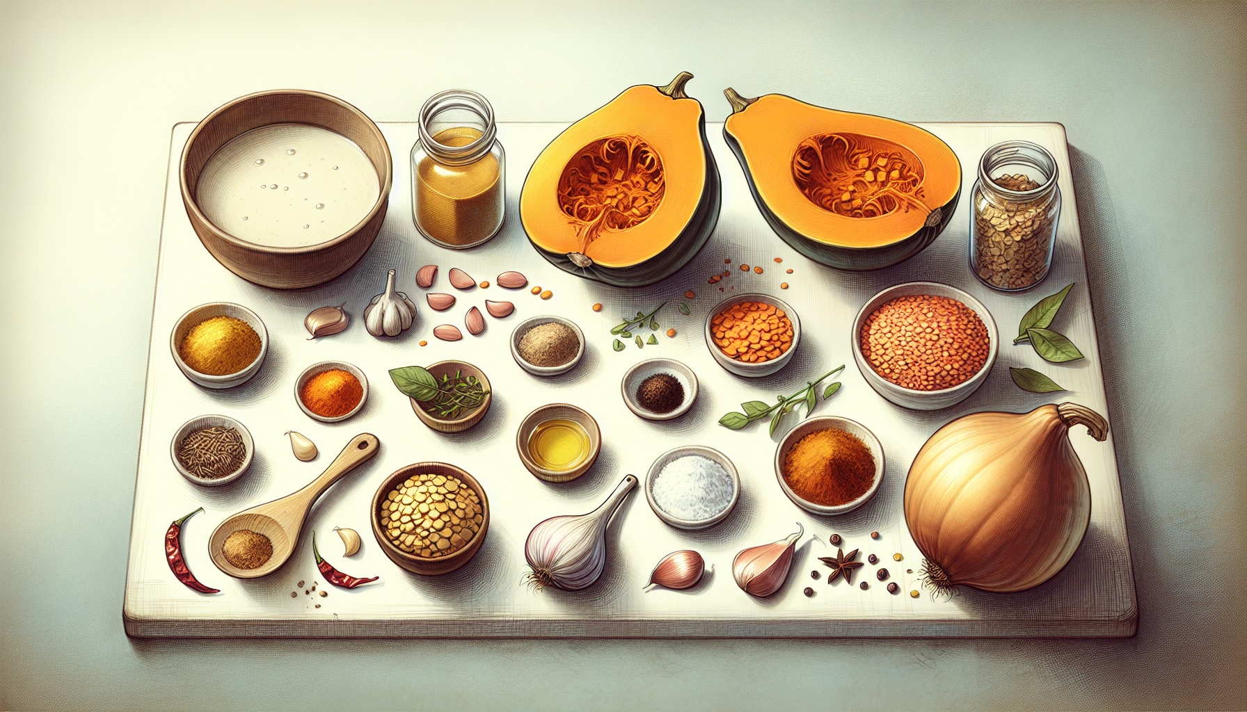 Spiced Acorn Squash and Lentil Curry with Coconut Ginger Flatbread Recipe