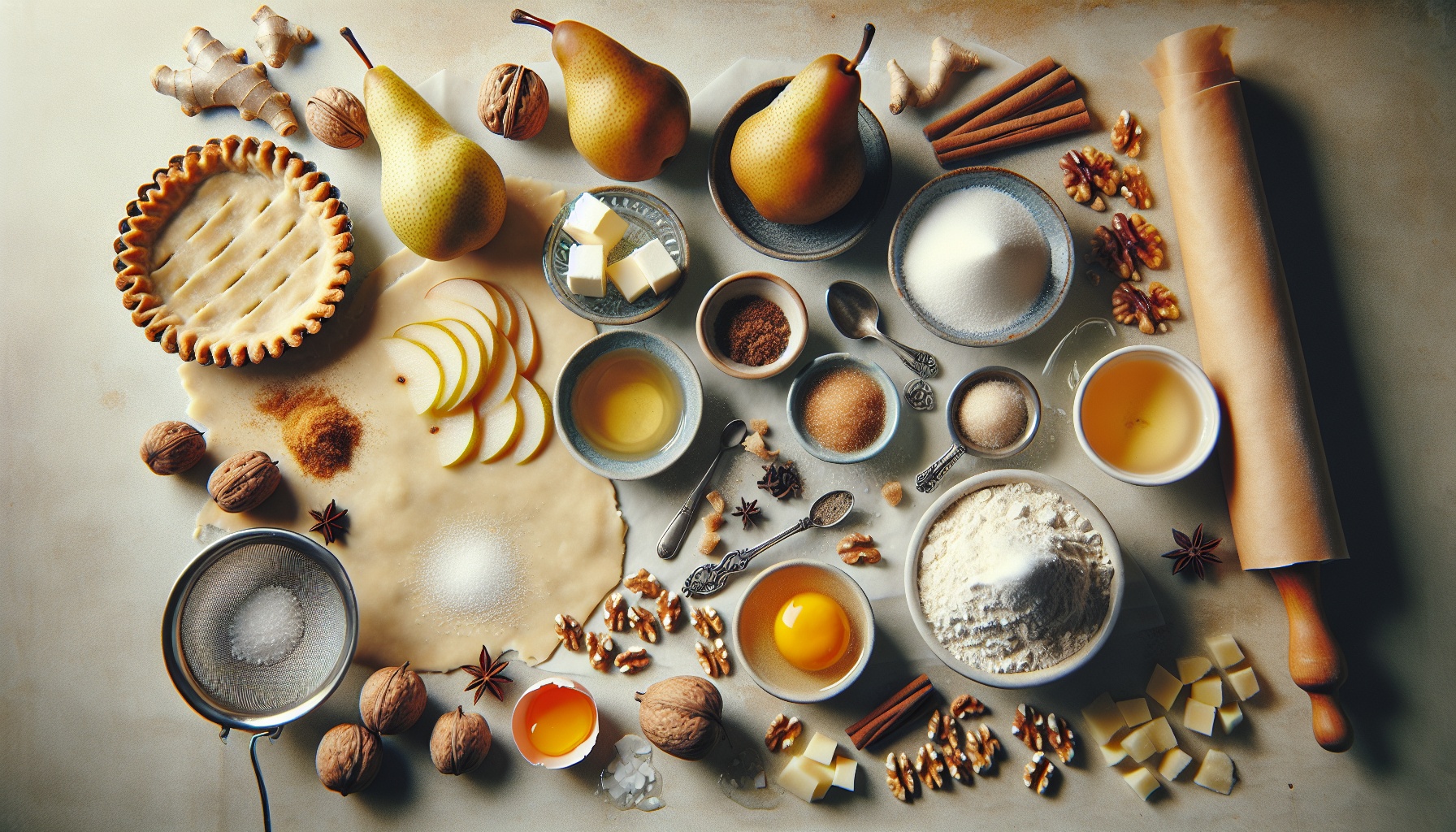 Winter Spiced Pear and Ginger Tart with Walnut Streusel Recipe
