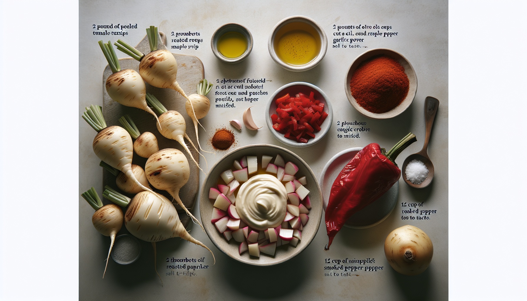 Maple Roasted Turnip Wedges with Smoky Red Pepper Aioli Recipe