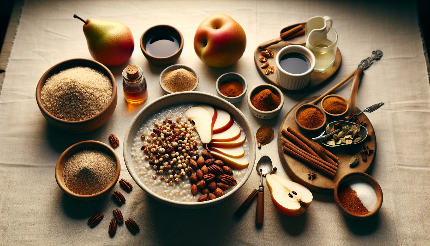 Warm Spiced Amaranth Porridge with Roasted Pears and Ginger Maple Syrup Recipe