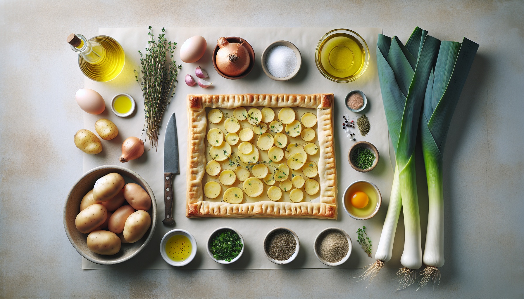 Crispy Potato and Leek Tart with Mustard Herb Sauce Recipe