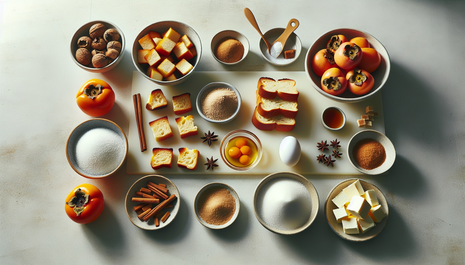 Spiced Persimmon and Coconut Bread Pudding with Cinnamon Maple Sauce Recipe