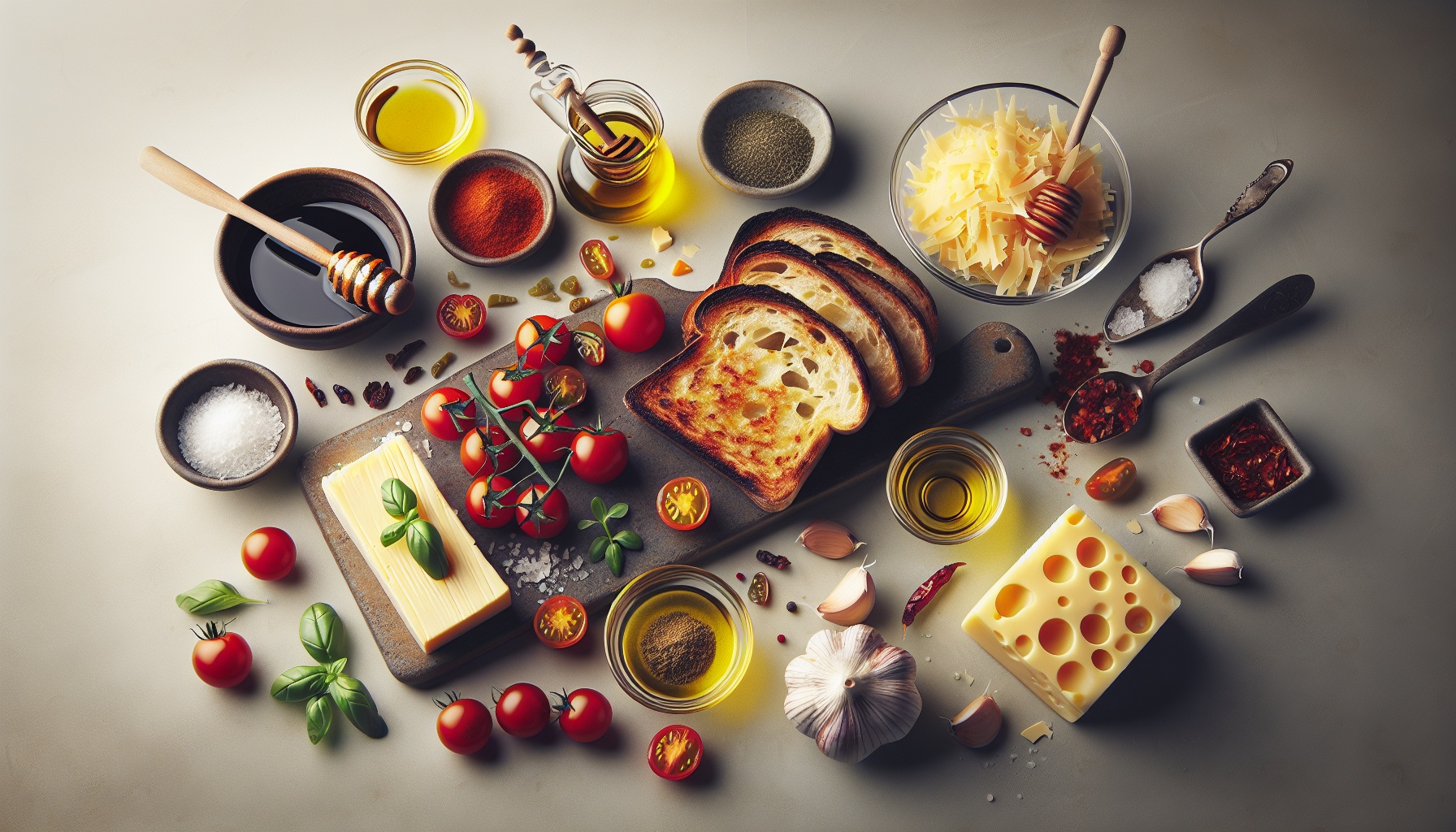 Crispy Cheese Toast with Smoky Tomato Jam and Basil Recipe