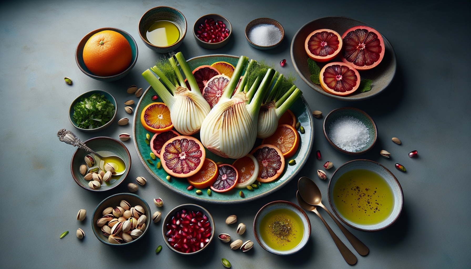 Roasted Fennel and Blood Orange Salad with Toasted Pistachios and Pomegranate Dressing Recipe
