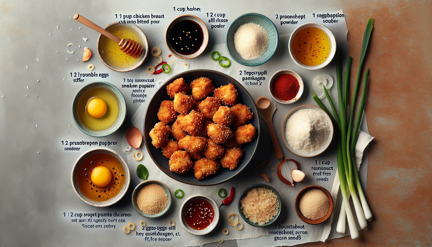 Crispy Sesame Chicken Bites with Honey Chili Dipping Sauce Recipe