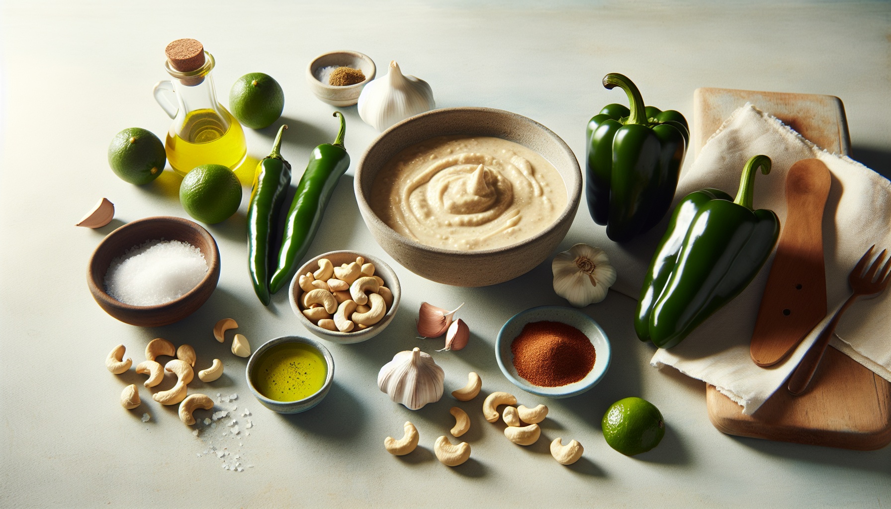 Creamy Poblano Cashew Sauce with Roasted Garlic and Lime Recipe