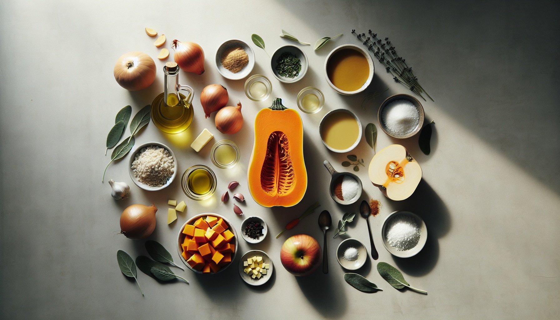 Golden Butternut Squash Bisque with Apple Sage Drizzle Recipe