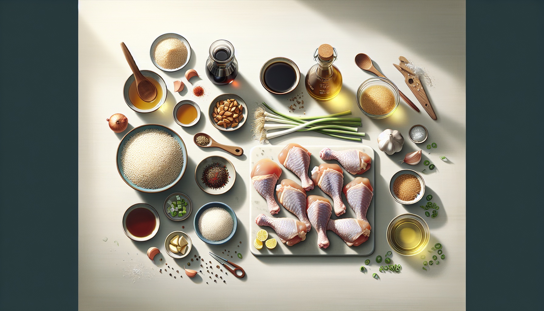 Sticky Ginger Soy Chicken Drumsticks with Scallion Sesame Rice Recipe