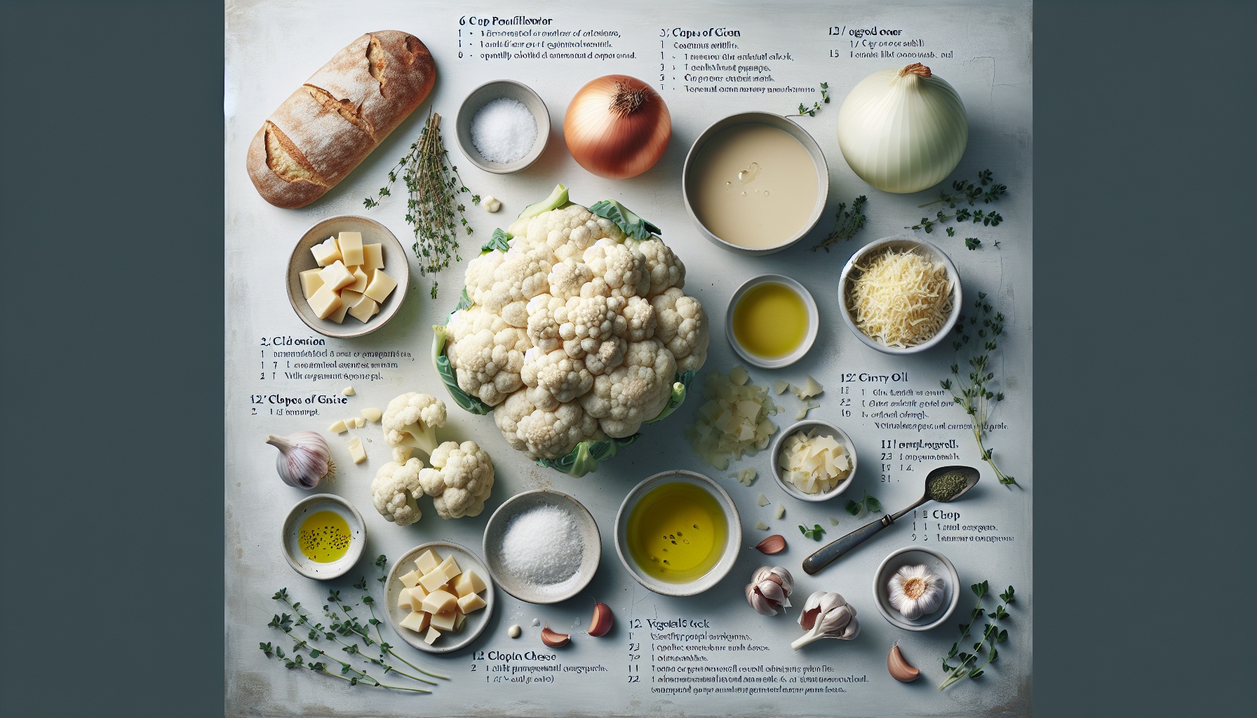 Classic Creamy Cauliflower Soup with Parmesan and Thyme Recipe