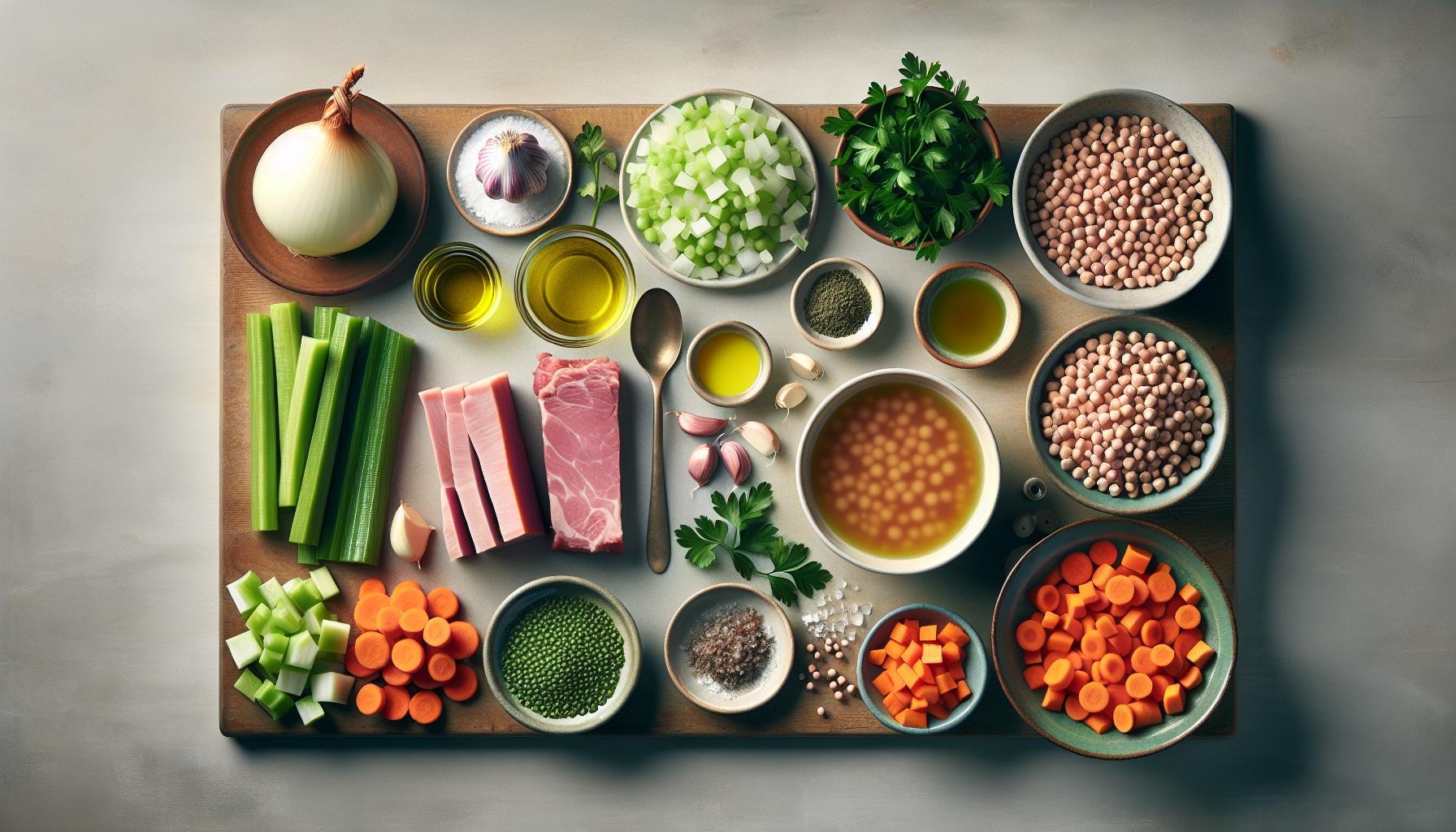 Classic Creamy Split Pea Soup with Ham and Herbs Recipe